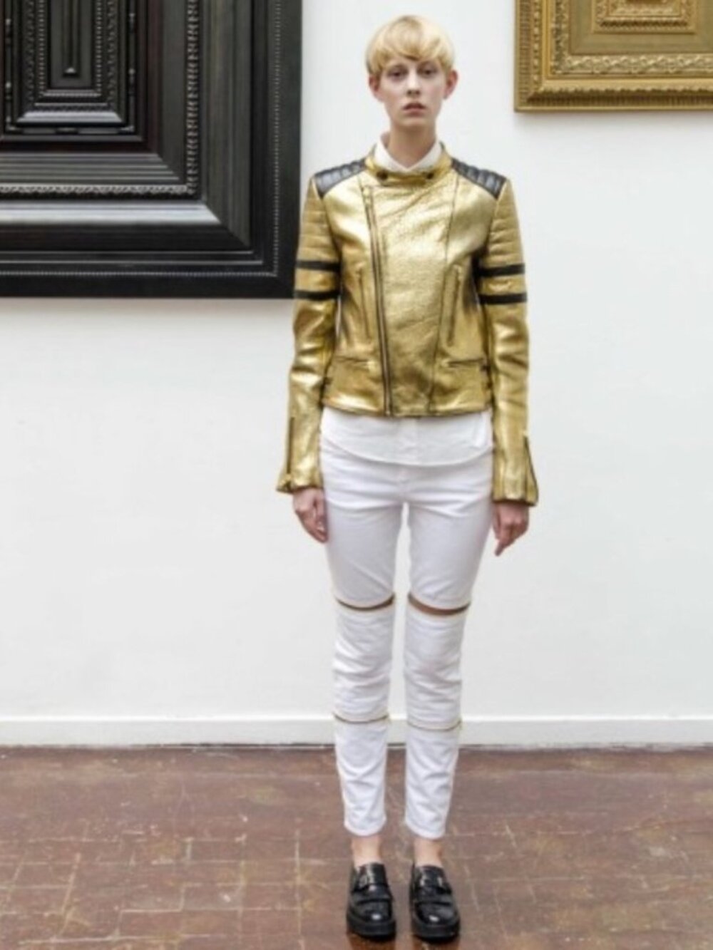 Each x Other Kolkoz Gold Biker Jacket with Black Accents